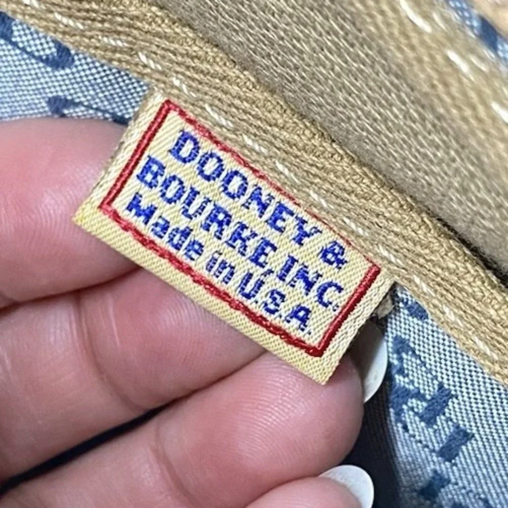 Vintage‎ Dooney&Bourke Baby Blue Signature Canvas and Leather Tassel Bag 8x11x4